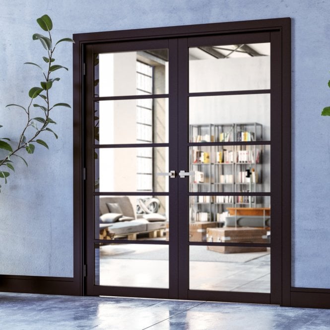 Deanta Internal Black Fully Finished Shoreditch Clear Glass Door