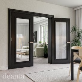 Internal Black Pre-finished Blenheim 1L Clear Bevelled Glass Door