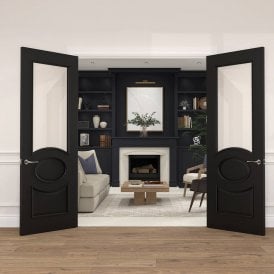 Internal Black Pre-Finished Clarendon Door with Clear Bevelled Glass