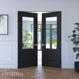 Internal Black Pre-Finished Sandringham 1L Clear Bevelled Glass Door
