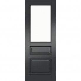 Internal Black Pre-Finished Windsor Door with Clear Bevelled Glass
