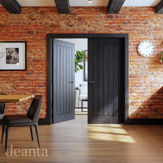 Deanta Internal Brushed Black Oak Ely Door