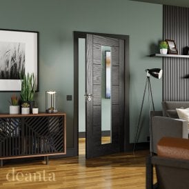 Internal Brushed Black Oak Seville 1L Clear Glass Door