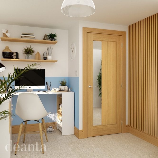 Deanta Internal Pre-Finished Oak Ely 1SL Clear Glass Door