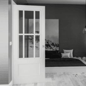 Internal White Primed Canterbury 6L Solid Door with Clear Glass