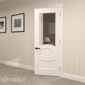 Internal White Primed Clarendon 1L Clear Bevelled Glass Door