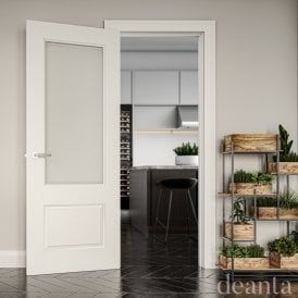 Internal White Primed Madison 1L Door with Clear Bevelled Glass