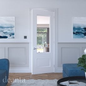 Internal White Primed Sandringham 1L Clear Bevelled Glass Door