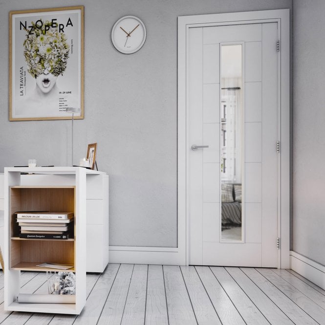 Deanta Internal White Primed Seville 1L Solid Door with Clear Glass