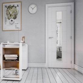 Internal White Primed Seville 1L Solid Door with Clear Glass