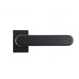 Juno Rectangular Rose Lever Door Handle - Matt Black