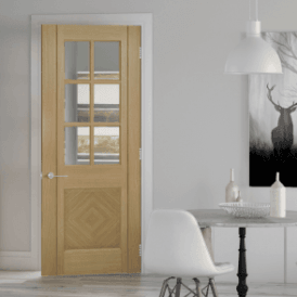 Kensington Pre-Finished Internal Oak Door with Clear Bevelled Glass