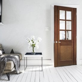 Kensington Pre-Finished Internal Walnut Clear Bevelled Glass Door