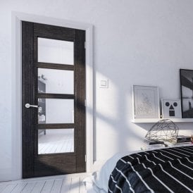 Montreal Internal Dark Grey Ash Pre-Finished Clear Glazed Door