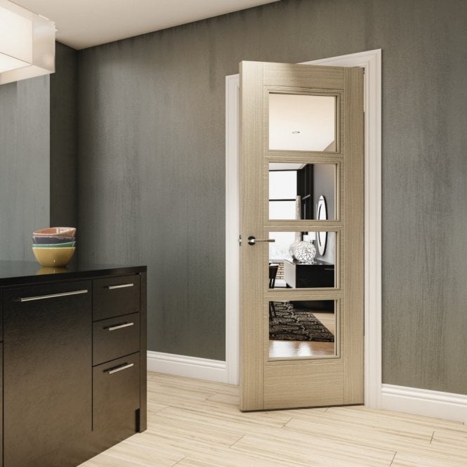 Deanta Montreal Internal Light Grey Ash Pre-Finished 4L Clear Glazed Door