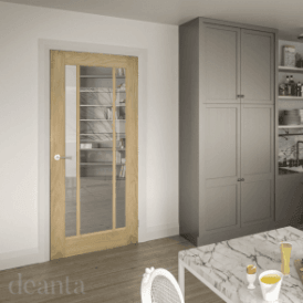 Norwich Un-Finished Internal Oak Door with Clear Bevelled Glass