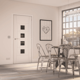 Pamplona Internal White Primed Door with Clear Glass