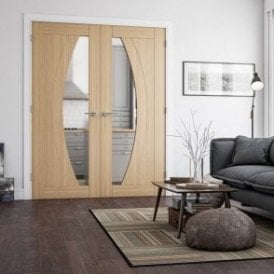 Ravello Pre-Finished Internal 1L Oak Door with Clear Glass