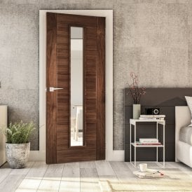 Seville Pre-Finished Internal Walnut 1L Clear Glass Door