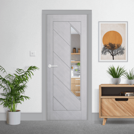 Torino Internal Light Grey Ash Pre-Finished 2L Clear Glazed Door