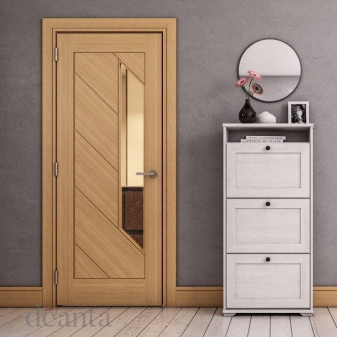 Deanta Torino Pre-Finished 1L Internal Oak Door with Clear Glass