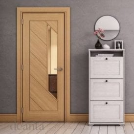 Torino Pre-Finished 1L Internal Oak Door with Clear Glass