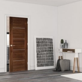Valencia Pre-Finished Internal Walnut Door with Aluminium Inlay