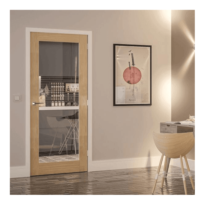 Deanta Walden Un-Finished Internal Oak Door with Clear Glass