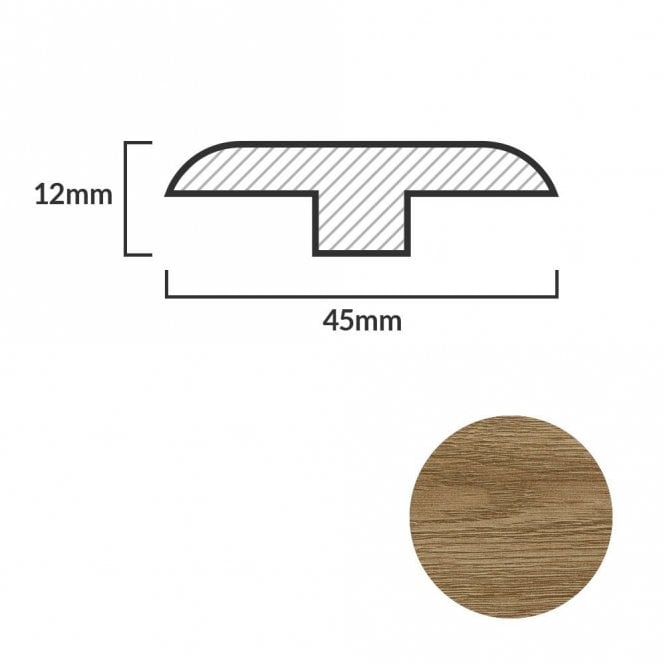 FC18 Dark Oak T-Profile Door Bar - 1m