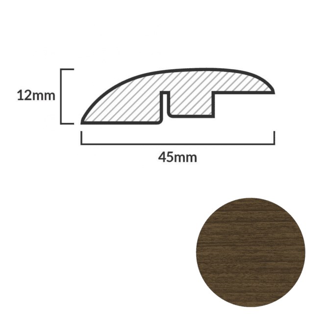 FC35 Dark Walnut Ramp-Profile Door Bar - 1m
