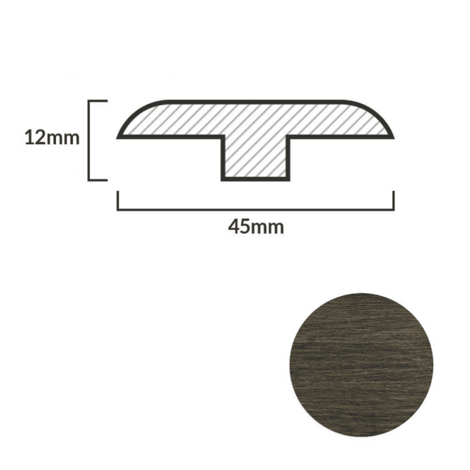 FC47 Weathered Oak T-Profile Door Bar - 1m