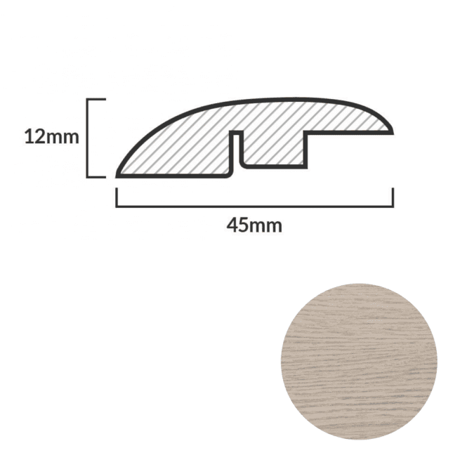 FC70 Light Grey Oak Ramp-Profile Door Bar - 1m