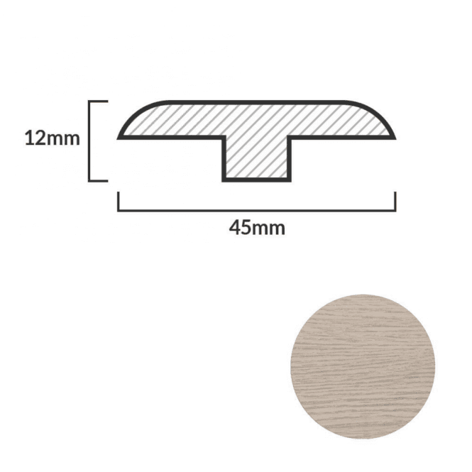 FC70 Light Grey Oak T-Profile Door Bar - 1m