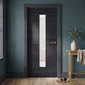 Black Internal Fully Finished Linear Laminate 1 Light Clear Glass Door