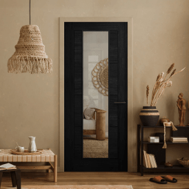 Black Pre-finished Internal Endure Laminate Ladder Clear Glass Door