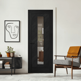 Black Pre-finished Internal Endure Laminate Stockholm Clear Glass Door