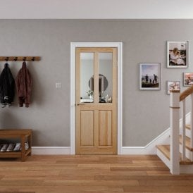Clear Pine Internal Unfinished 2 Panel 2 Light Clear Glass Door