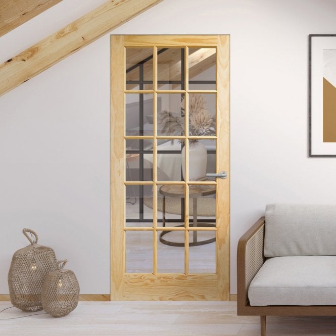 GW Leader Clear Pine Internal Unfinished SA 15 Clear Glass Door 