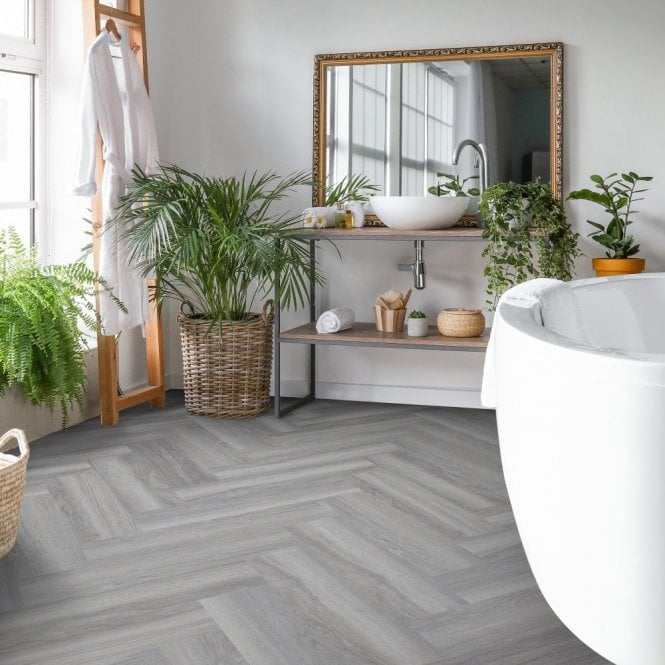 GW Leader Cool Grey - Lifestyle Herringbone 5.5mm Luxury Rigid Vinyl Flooring