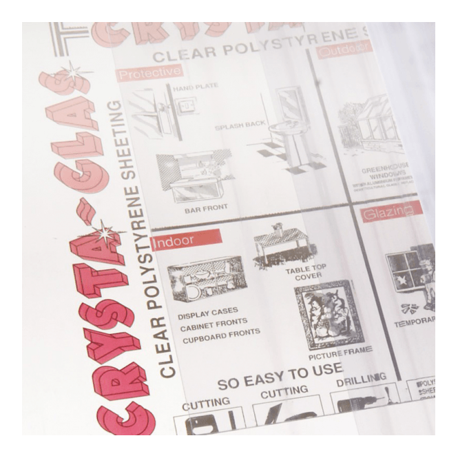 GW Leader Crysta-Glas Clear Acrylic Perspex Plastic Sheeting 914mm x 610mm x 2mm