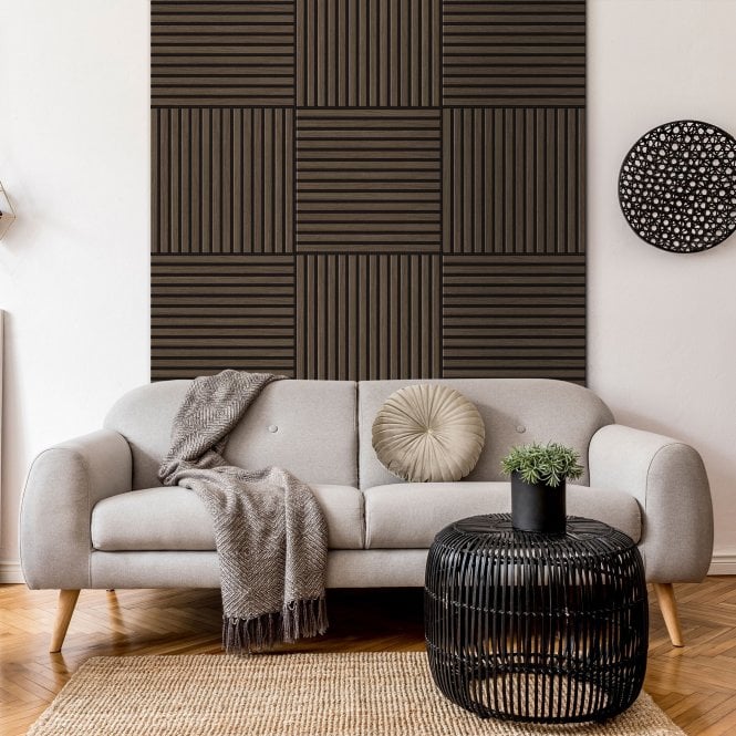 GW Leader Dark Walnut - Elevation Square Acoustic Slat Wall Panel