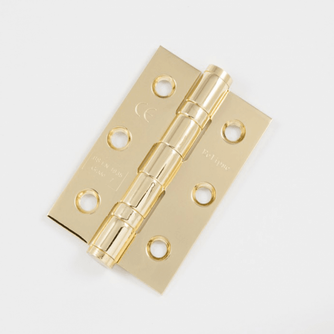 GW Leader Double Ball Bearing Hinge, Polished Brass, Fire Rated, 76mm (3