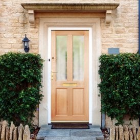 External Hardwood Unfinished 4 Panel 2 Light Obscure Glass Door