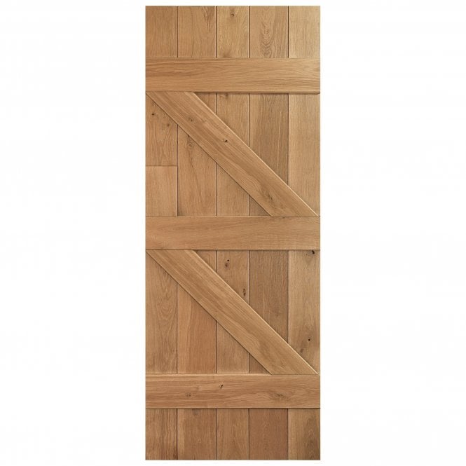 GW Leader External Oak Un-finished Ledged and Braced Door