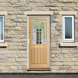 External Oak Unfinished Farley 4 Light Clear Glass Door