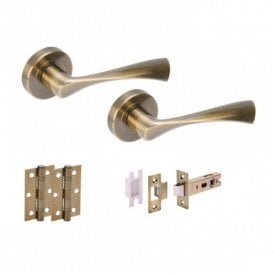 Hunta Zena Antique Brass Door Handle Pack