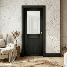 Internal Black Pre-finished Chevron 1 Light 1 Panel Clear Glass Door