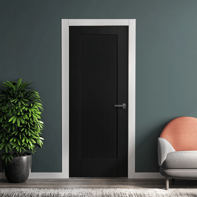 GW Leader Internal Black Pre-finished Fluted Pattern 10 Door