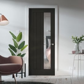 Internal Black Pre-finished Oak Cottage 1 Light Offset Clear Glass Door