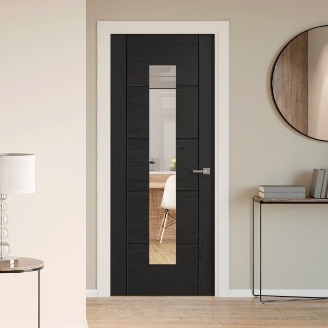 GW Leader  Internal Black Pre-finished Oak Parma 1 Light Clear Glass Door